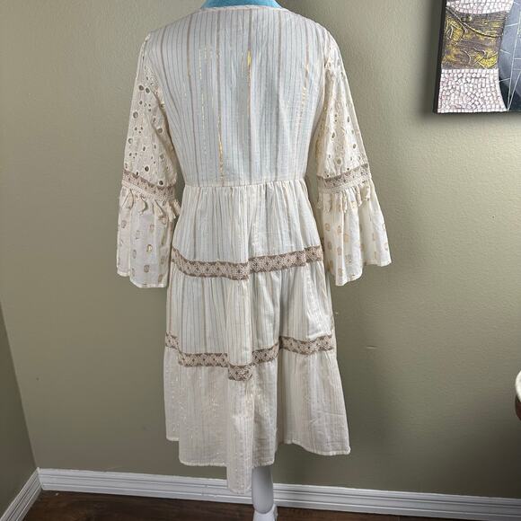 NAOO Nation AK Outfits Women S Dress 3/4 bell sleeve, 3 tiers BOHO peasant - Picture 5 of 10